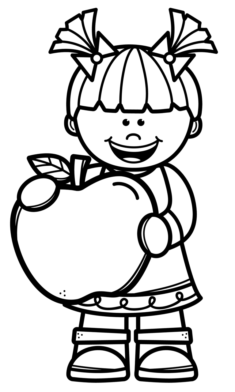 Apple black and white pin page clipart clip art