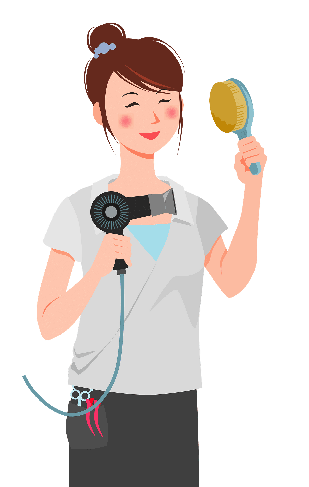 Brush hair beautician hairdresser woman vector clipart images 2