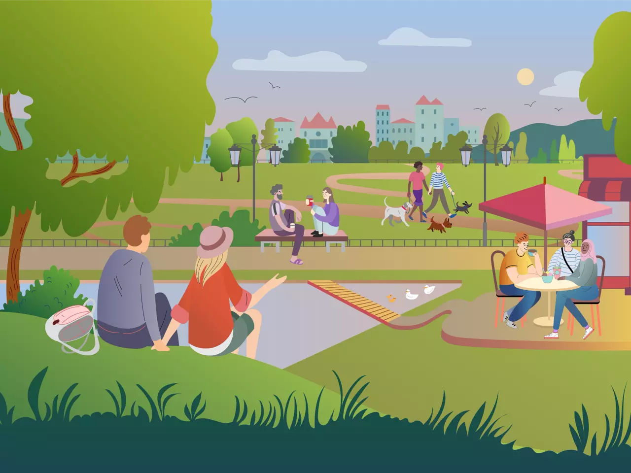 At the park scene by evgeniya pautova clipart logo