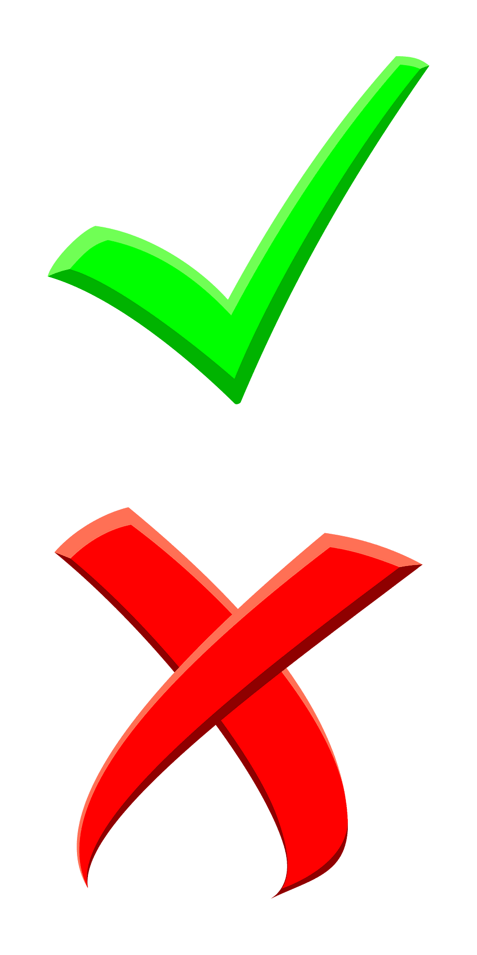 Tick symbol and cross marks with slight effect vector clipart images