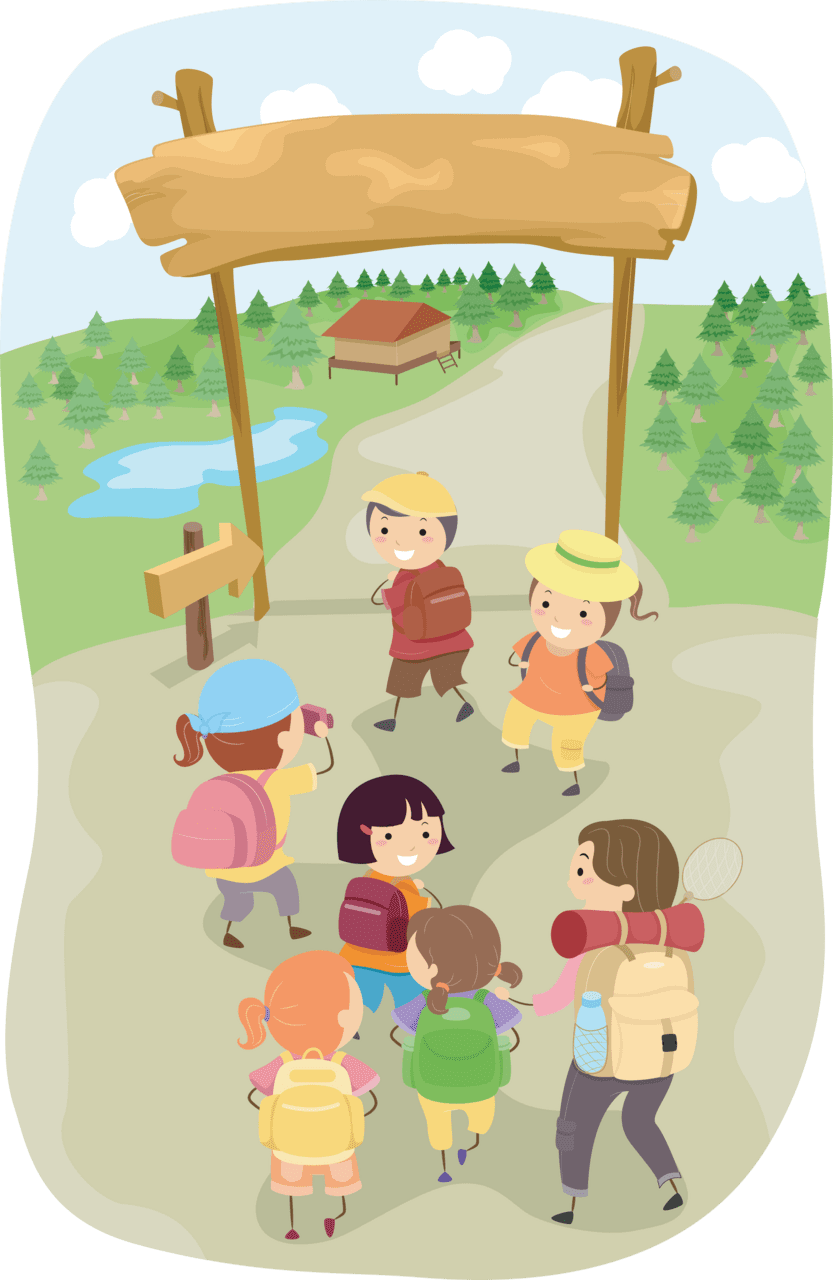 Fun camping clipart background