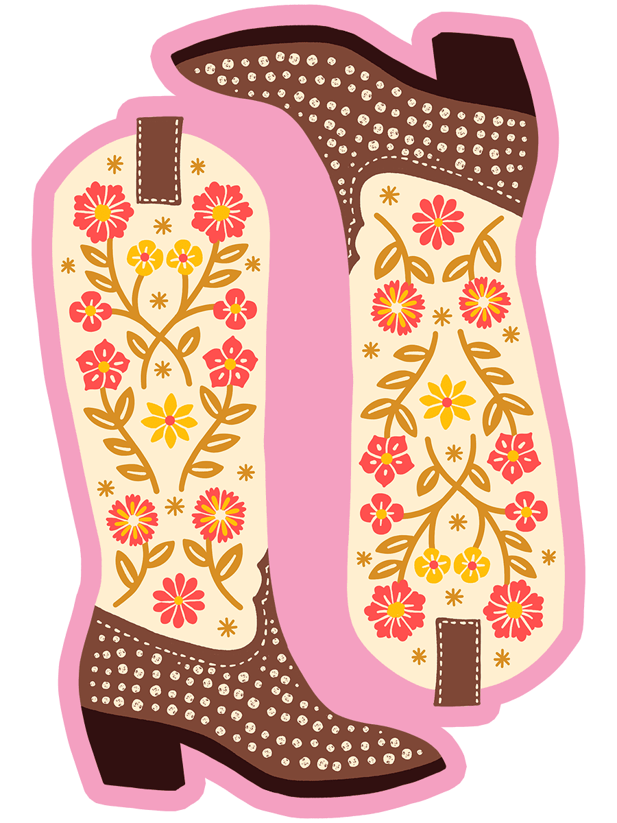 Western boots cowgirl sticker jessica molina clipart clip art