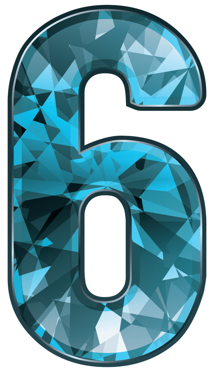 Artistic numbers blue crystal number six clipart image