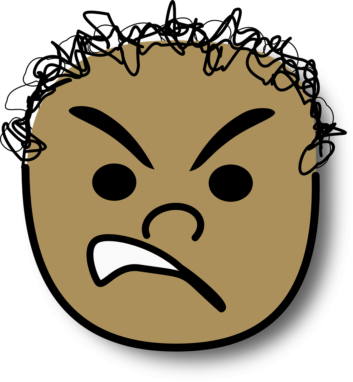 Angry avatar curly vector graphic clipart