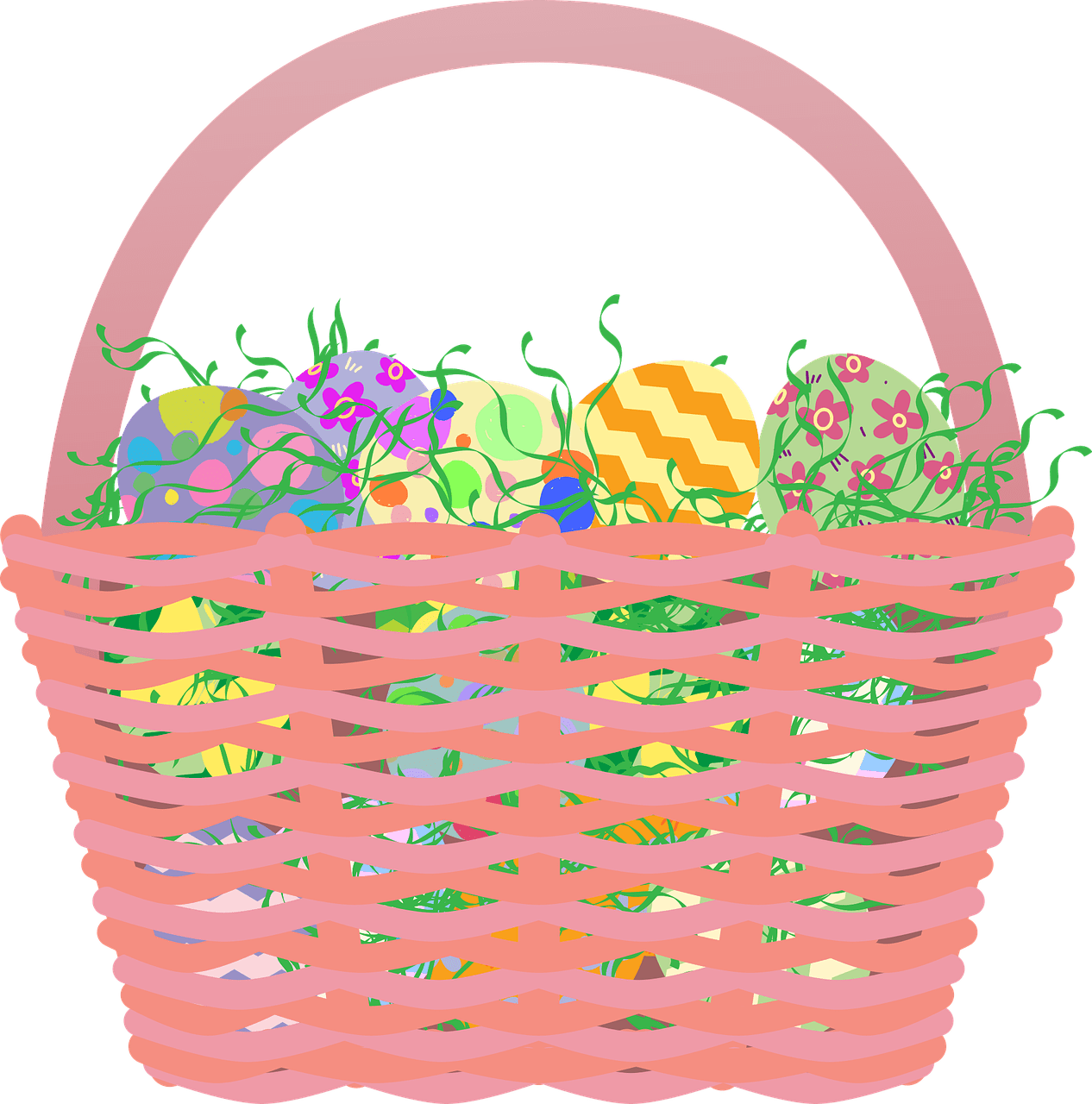 Easter basket eggs vector graphic clipart