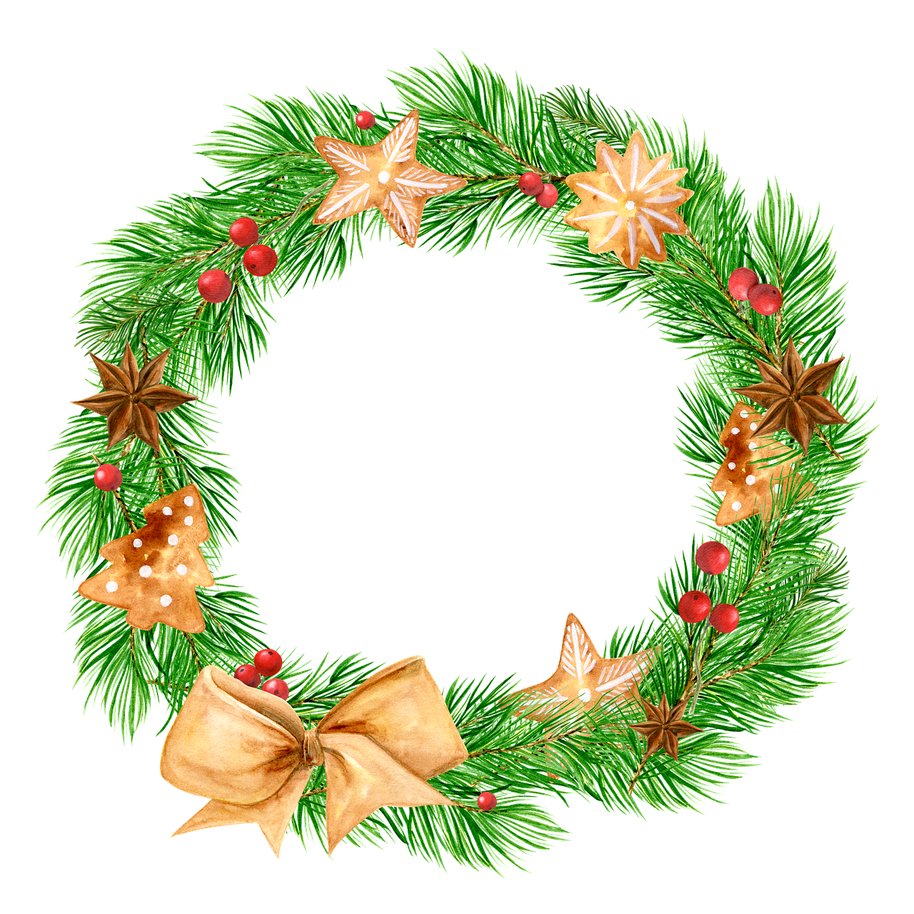 Christmas reef wreath pine image clipart