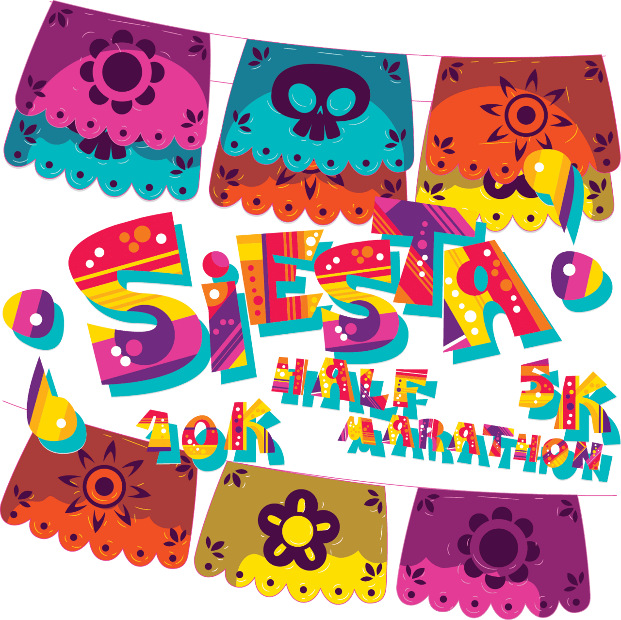 Fiesta siesta half marathon scally wompus clipart logo