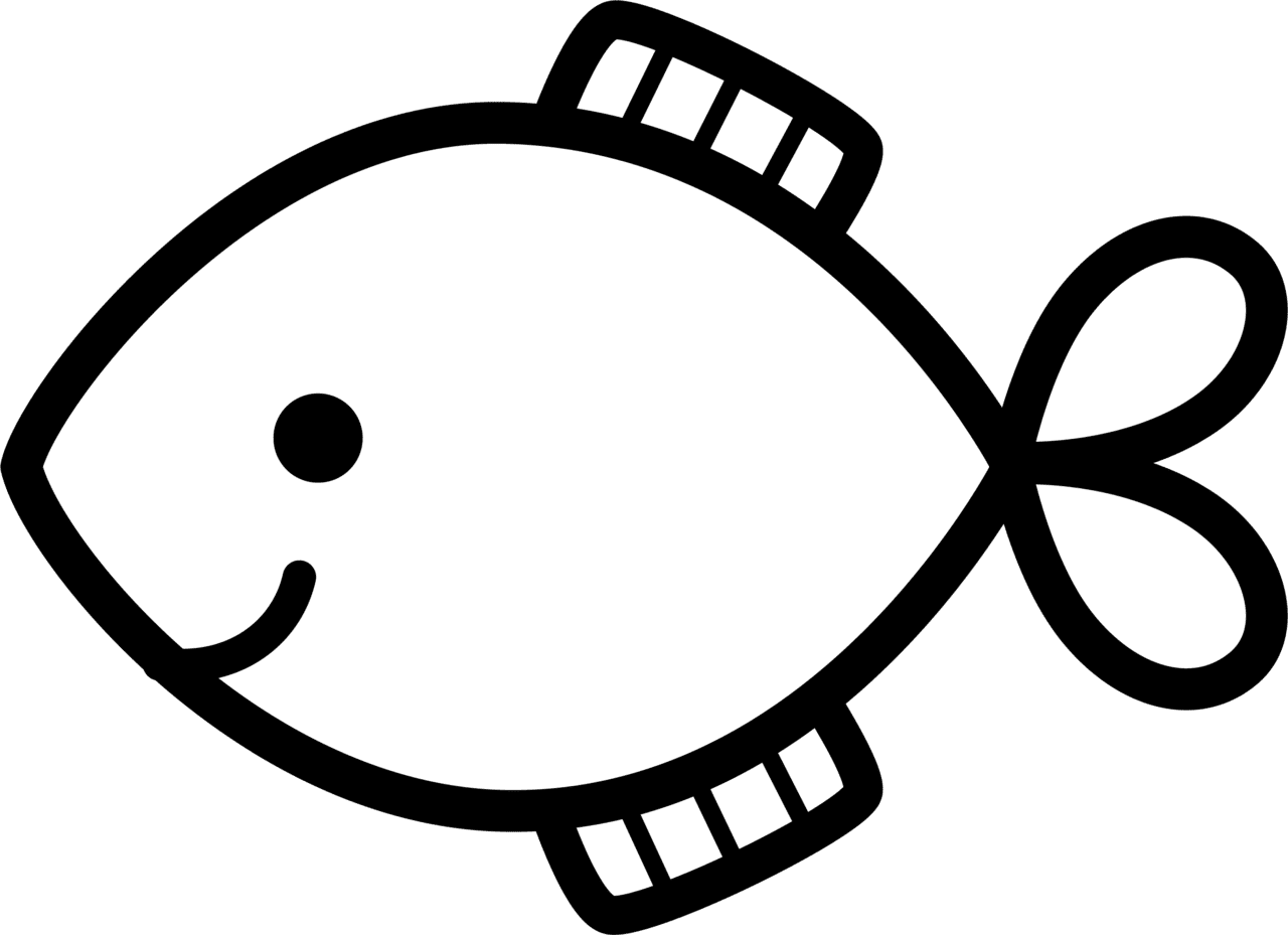 Black white fish pin page clipart background