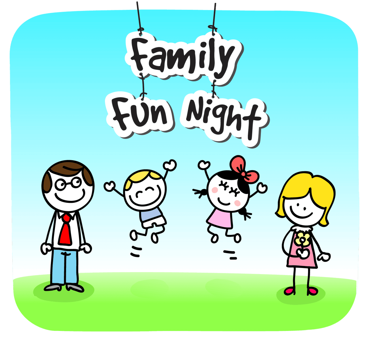 Fun family game night clipart background