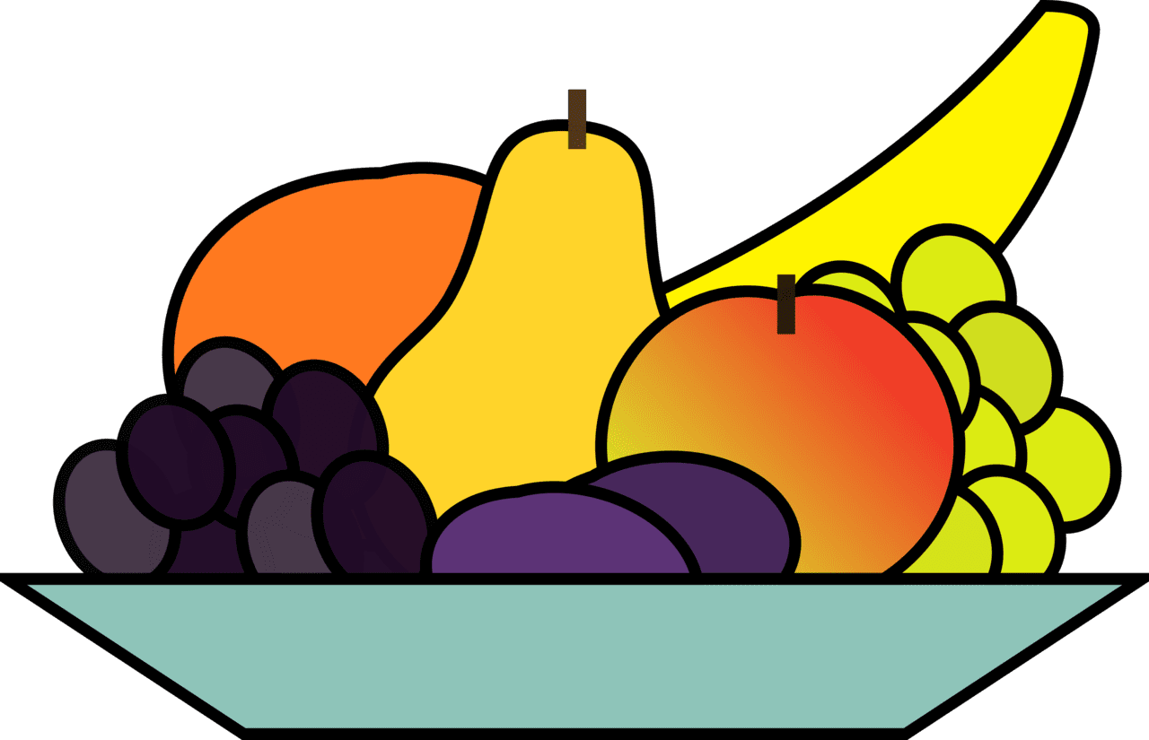 Healthy food fruit plate vector clipart images