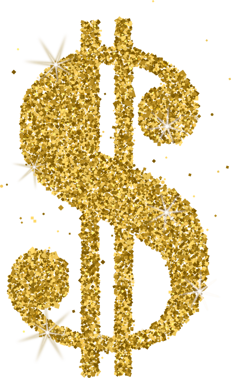 Dollar symbol sign gold glitter clipart picture