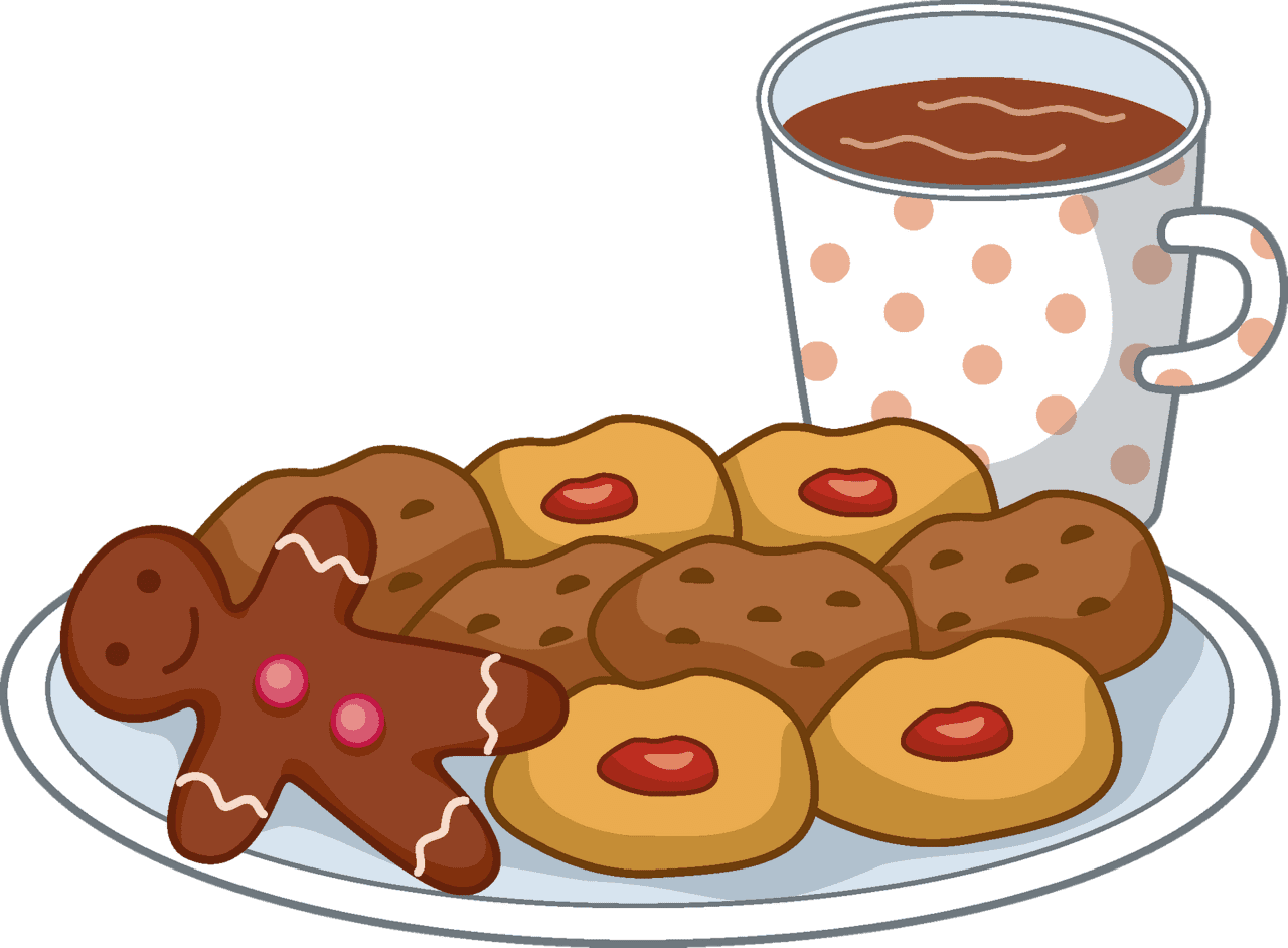 Christmas cookie and hot drink vector clipart images