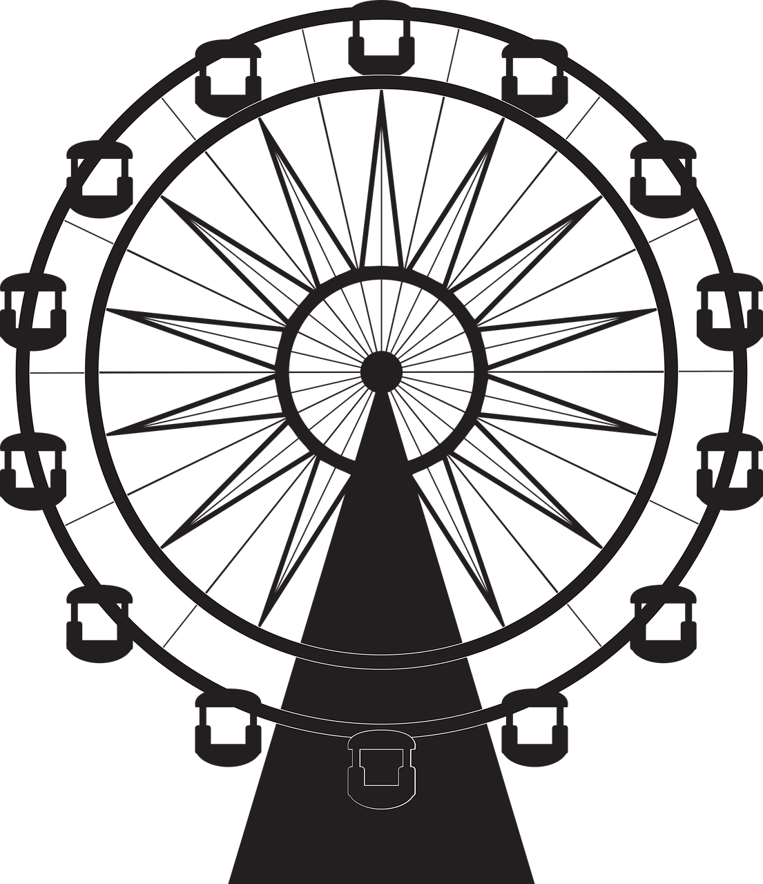 Ferris wheel amusement park thrill ride vector graphic clipart