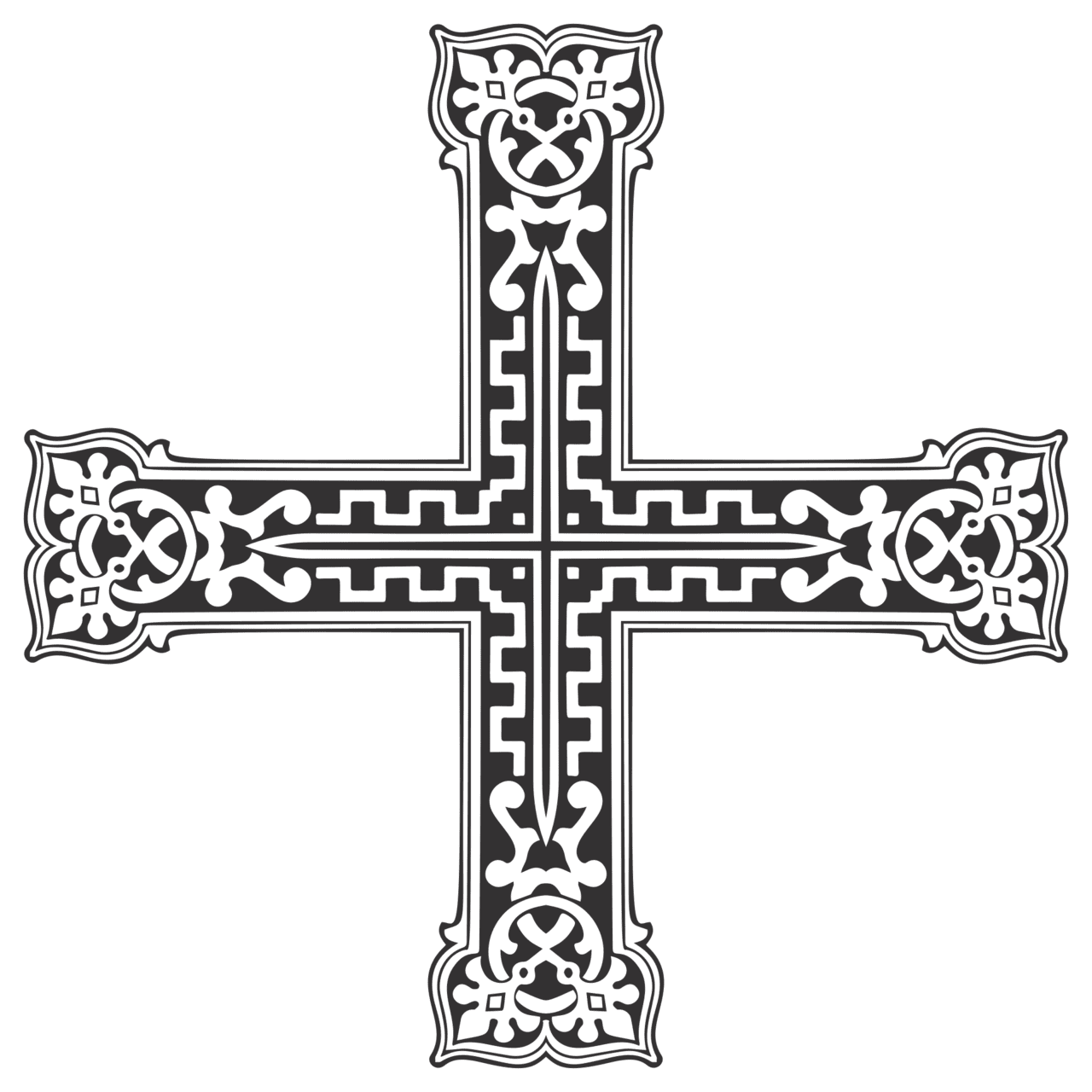Cross black and white vintage decorative ornamental vector clipart images