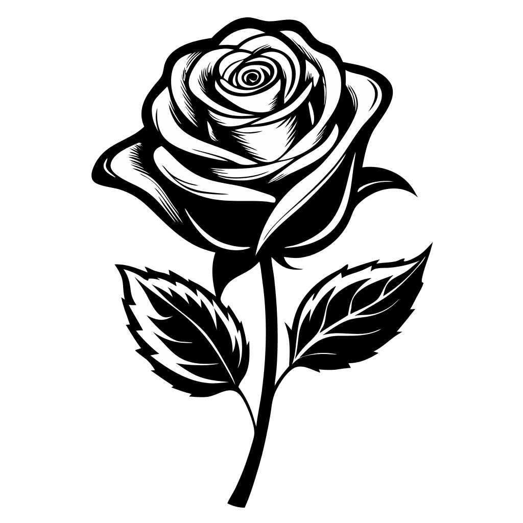 Flower outline black and white rose clipart vector images neoclipart