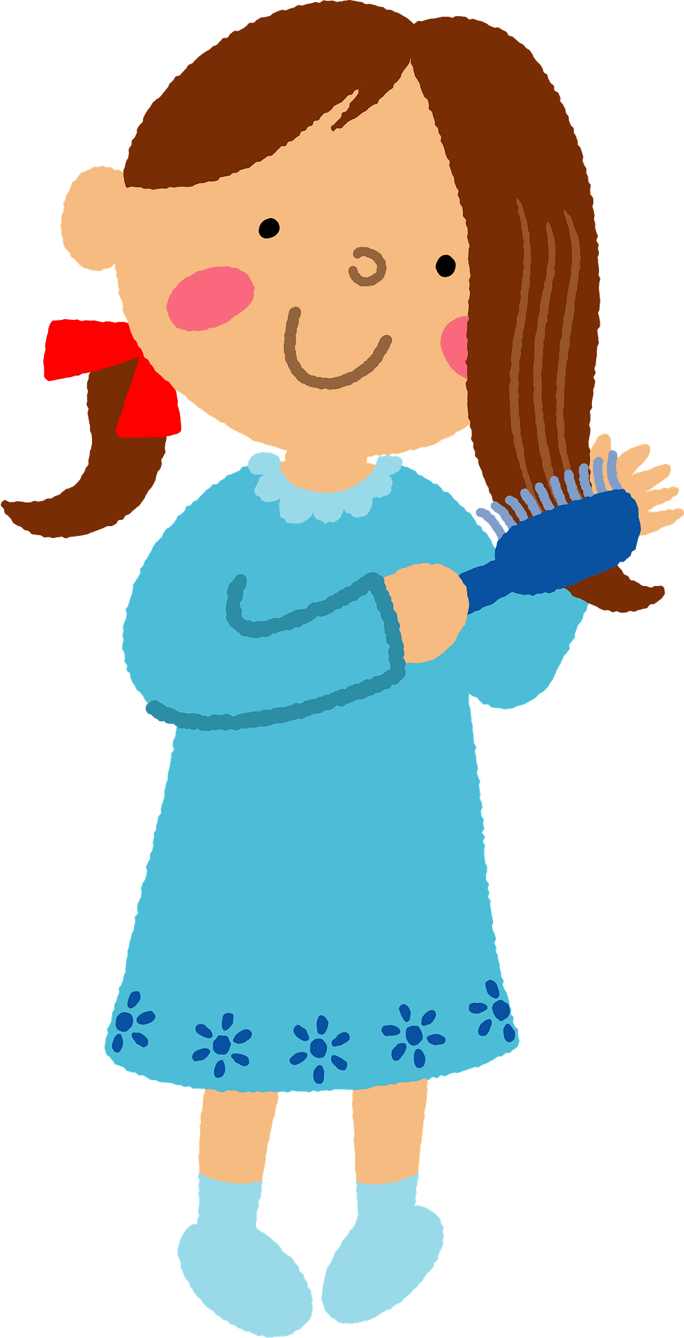 Brush hair girl is brushing vector clipart images