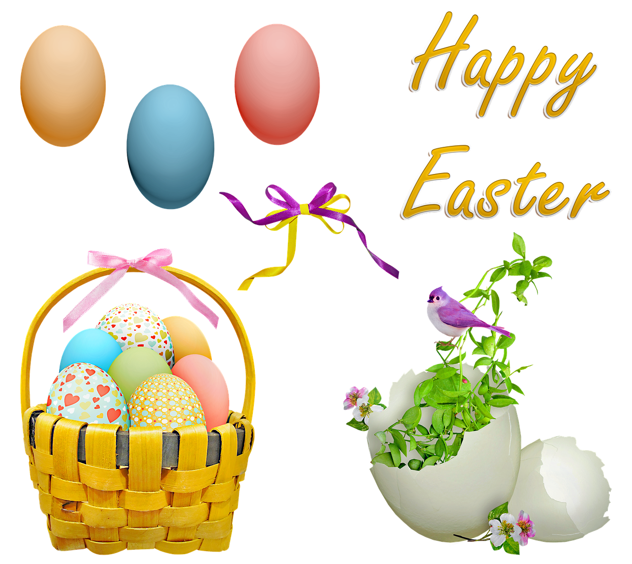 Easter basket photo of clipart eggs happy from