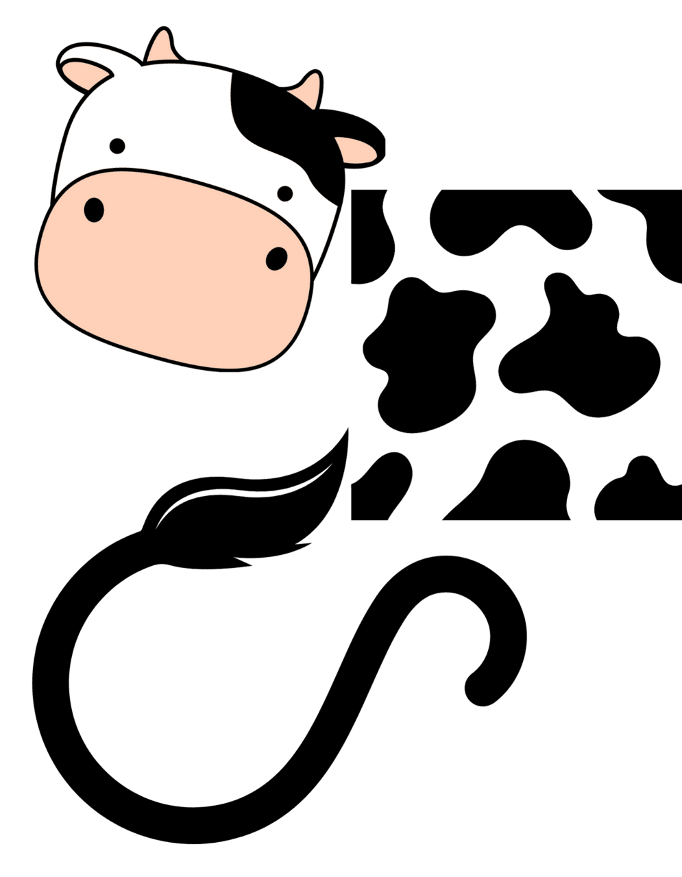 Cow black and white pin page clipart photo 3