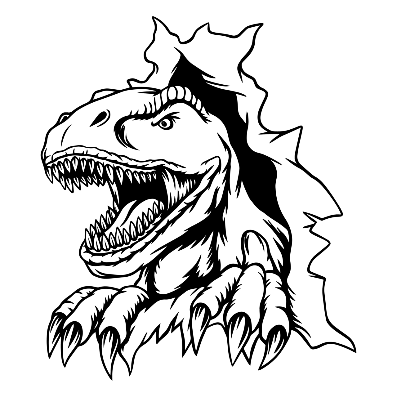 Dinosaur black and white rex scratch tyrannosaurus re inspire uplift clipart clip art