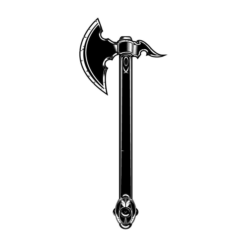 Medieval axe decal style middle ages image with no background clipart