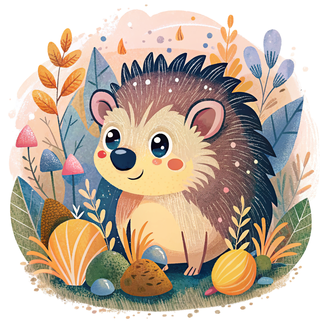 Hedgehog leaves image clipart