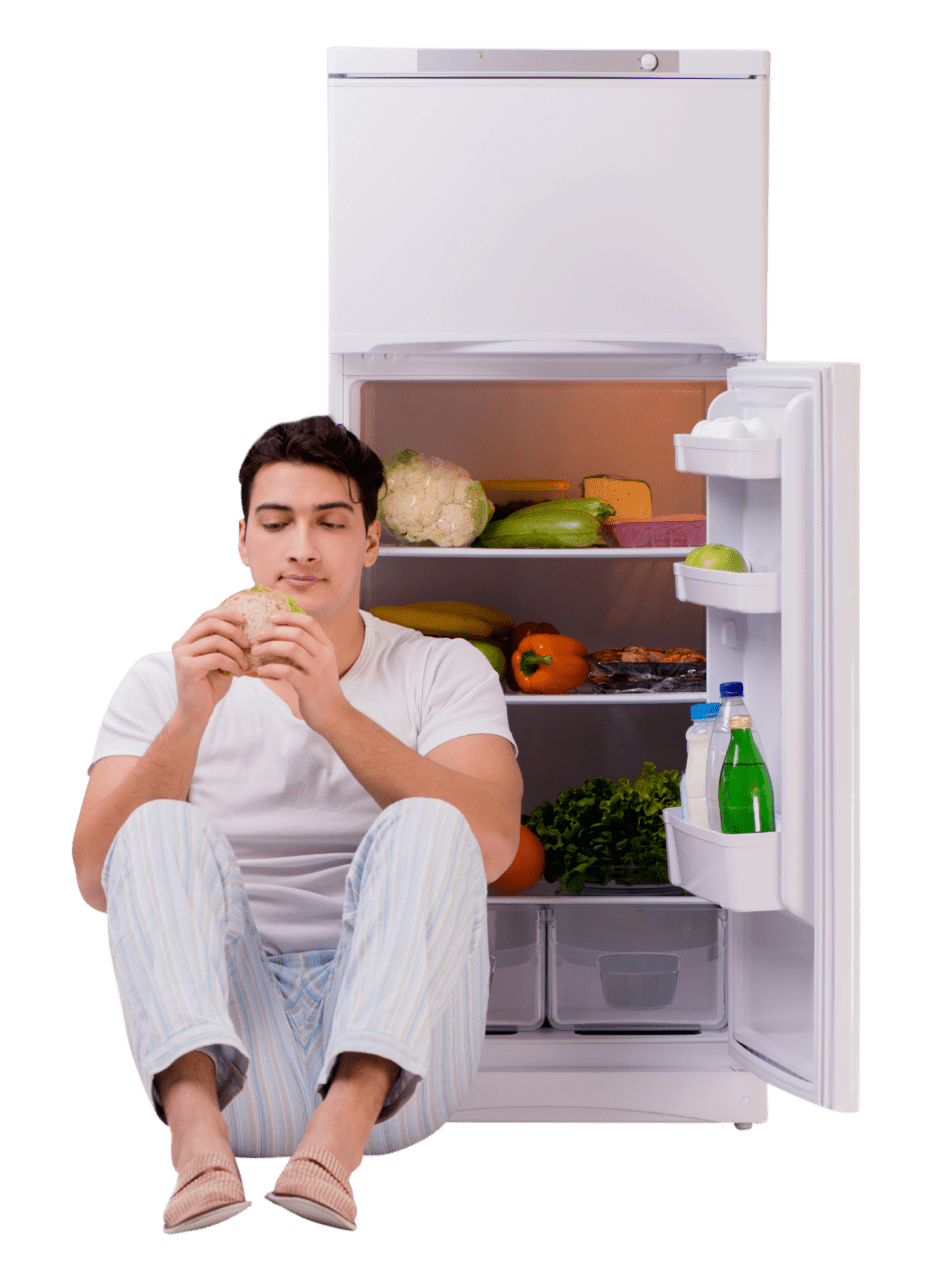 Fridge man eating sandwitch from refrigerator clipart image