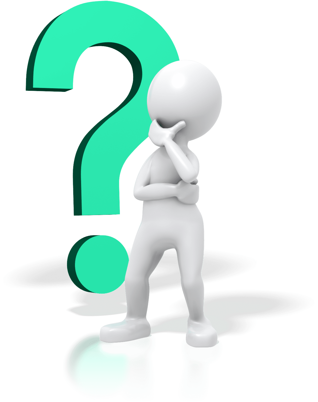 Questioning person thinking with question mark clipart image no background