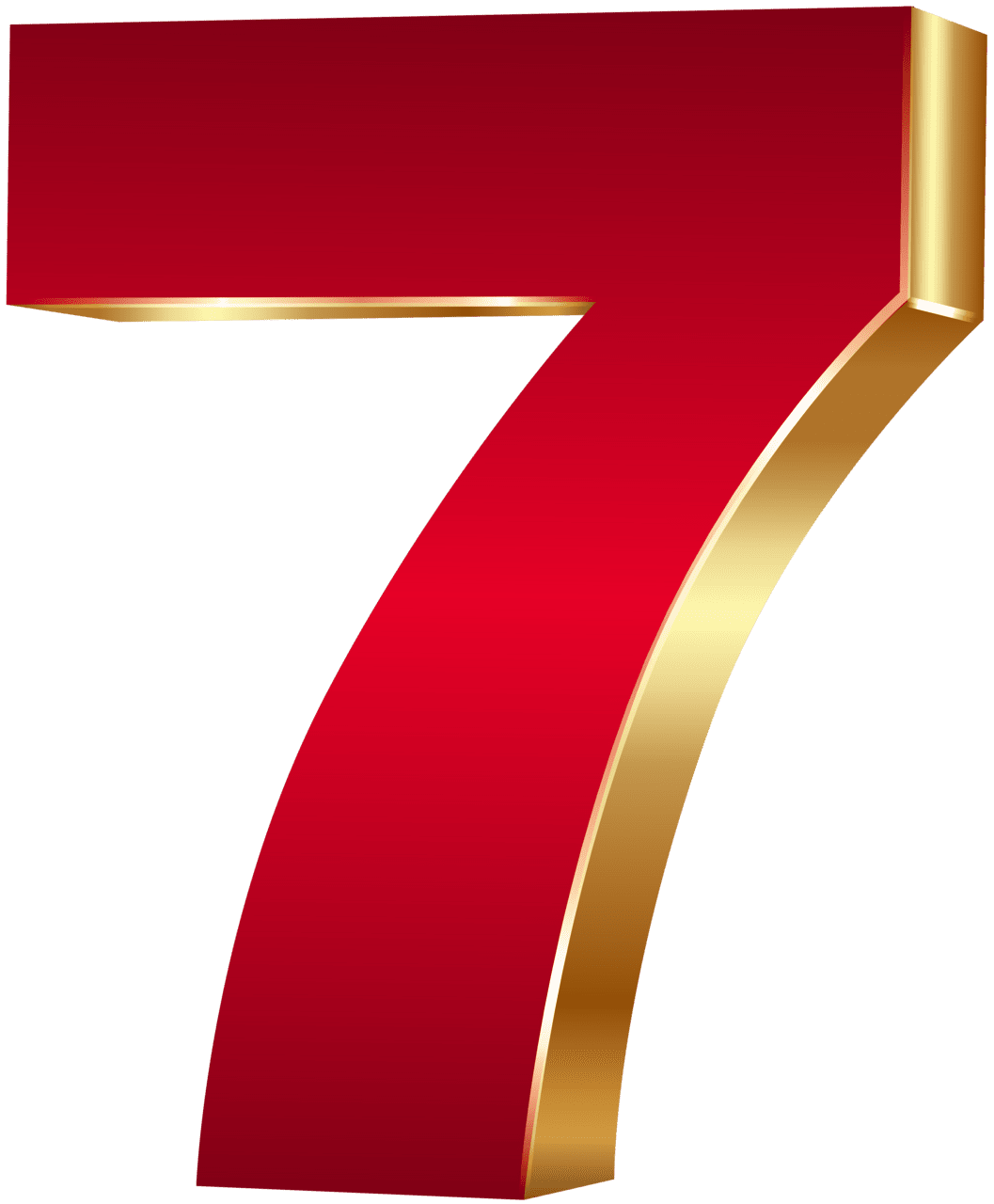 Artistic numbers number seven red gold clipart image high quality images and