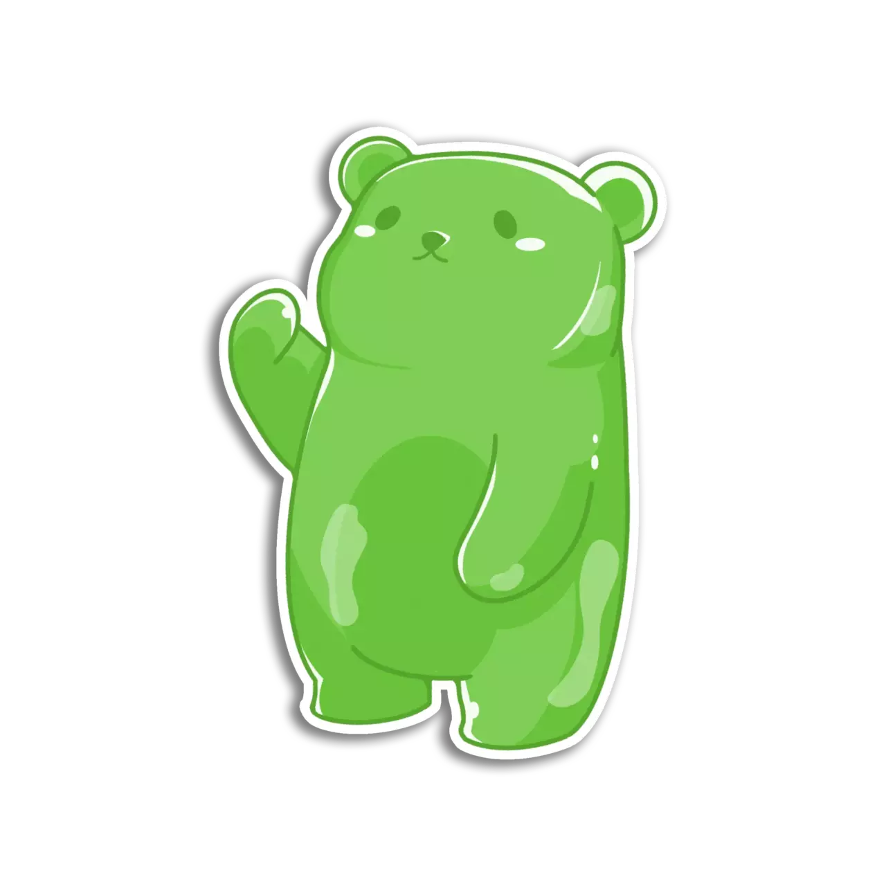 Green waving gummy bear sticker clipart free