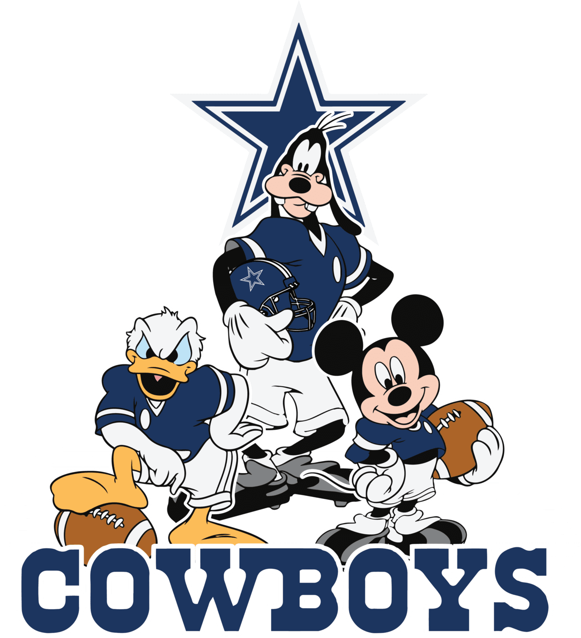 Mickey mouse dallas cowboys american football nfl sports team clipart image