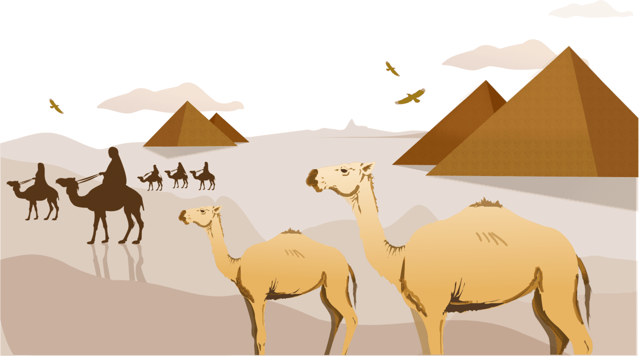 Vector black and white camel desert clipart background full size image