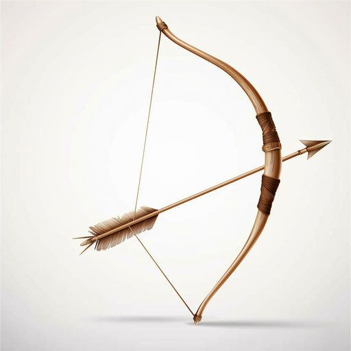 Vector bow and arrow clipart in photorealistic style