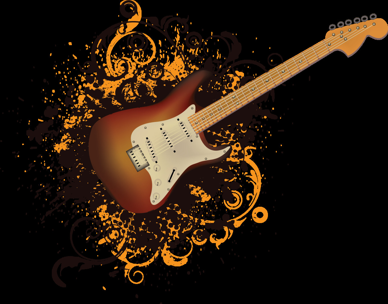 Electric guitar artistic splash clipart vector