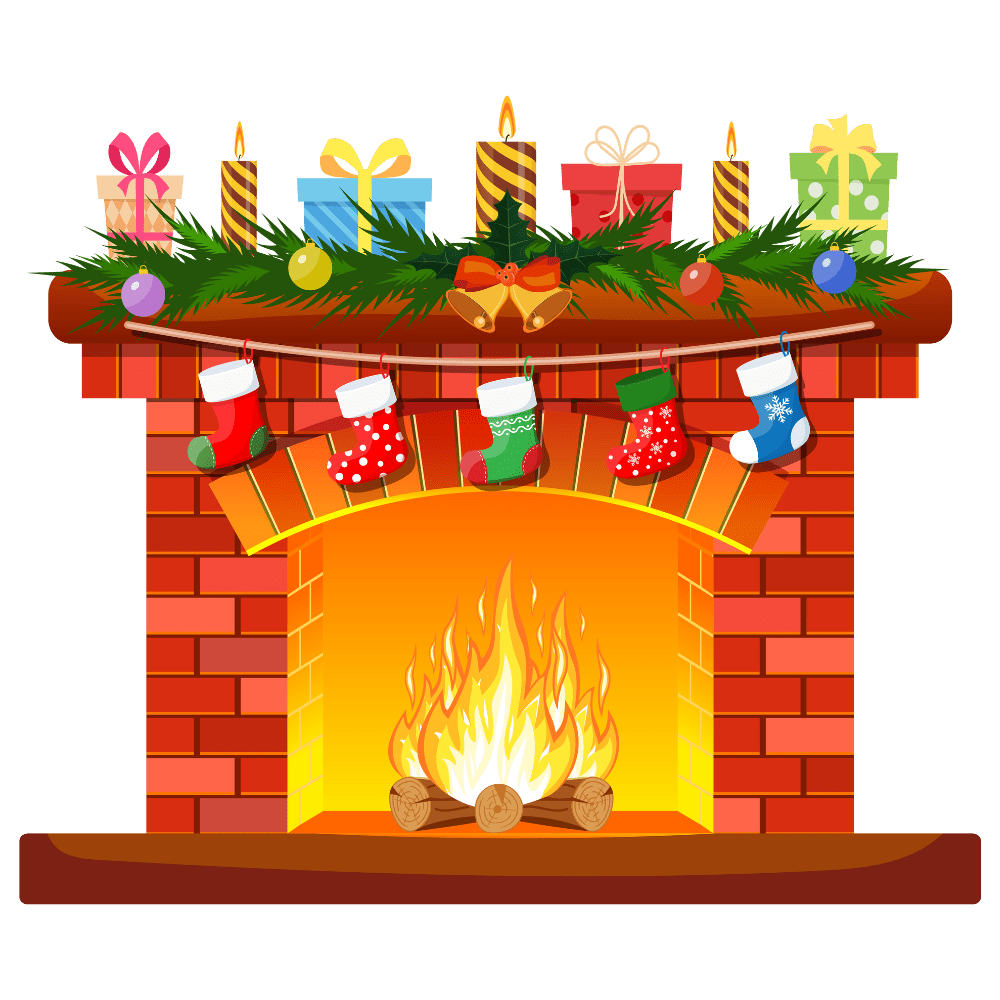 Fireplace funny skeleton tarot card digital clipart image