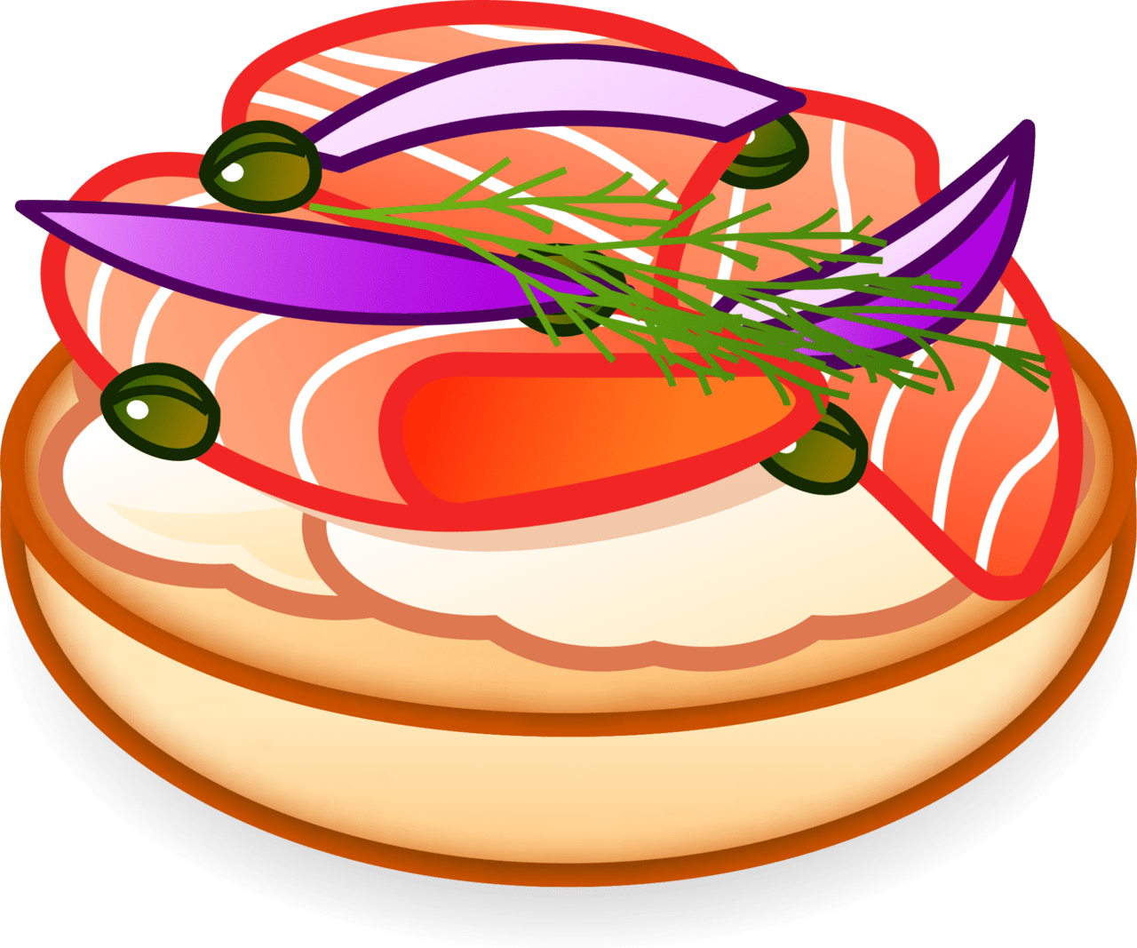 Bagel with lox emoji for clipart image