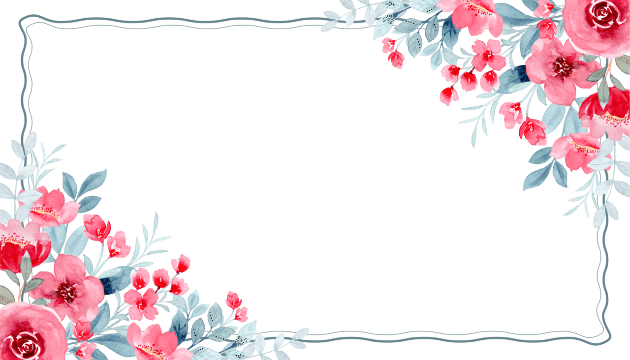 Floral border watercolor red flower frame clipart transparent