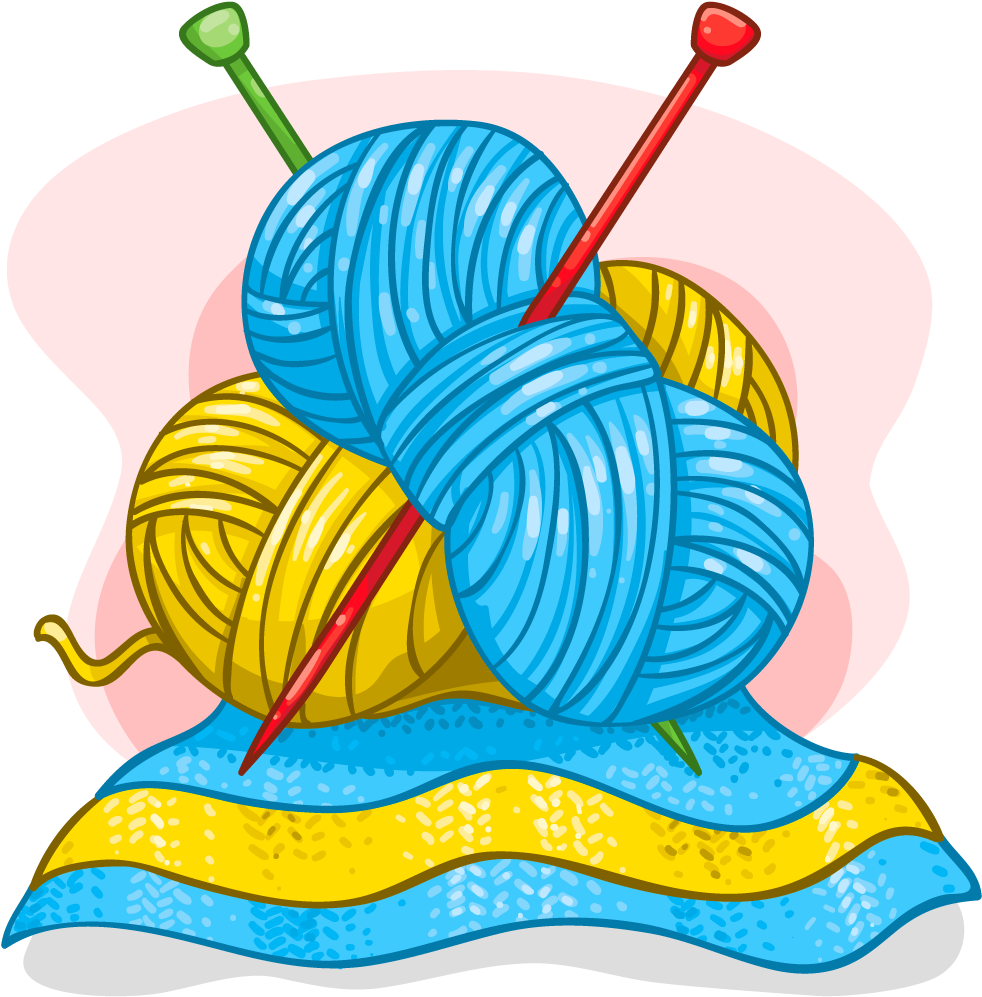 Crochet colorful yarn ballsand knitting needles clipart free