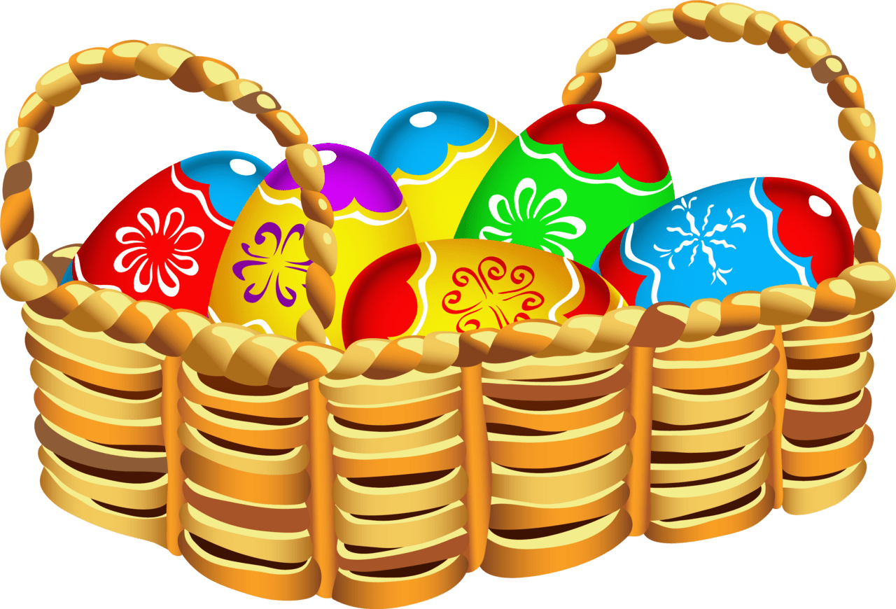 Easter basket square with eggs clipart image no background