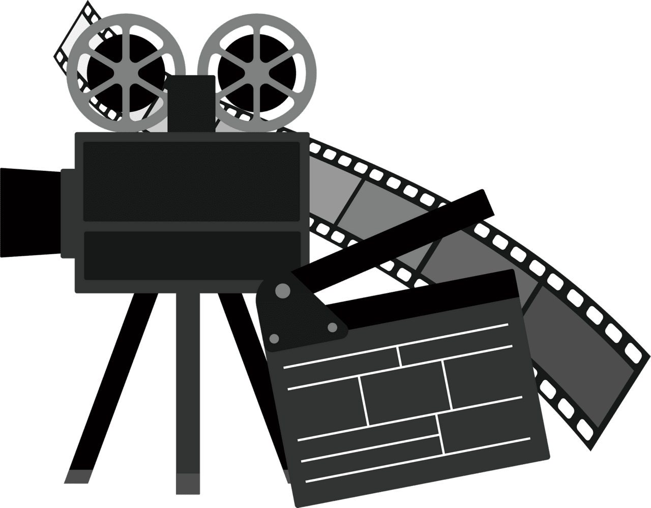 Movie projector film and clapper board vector clipart images