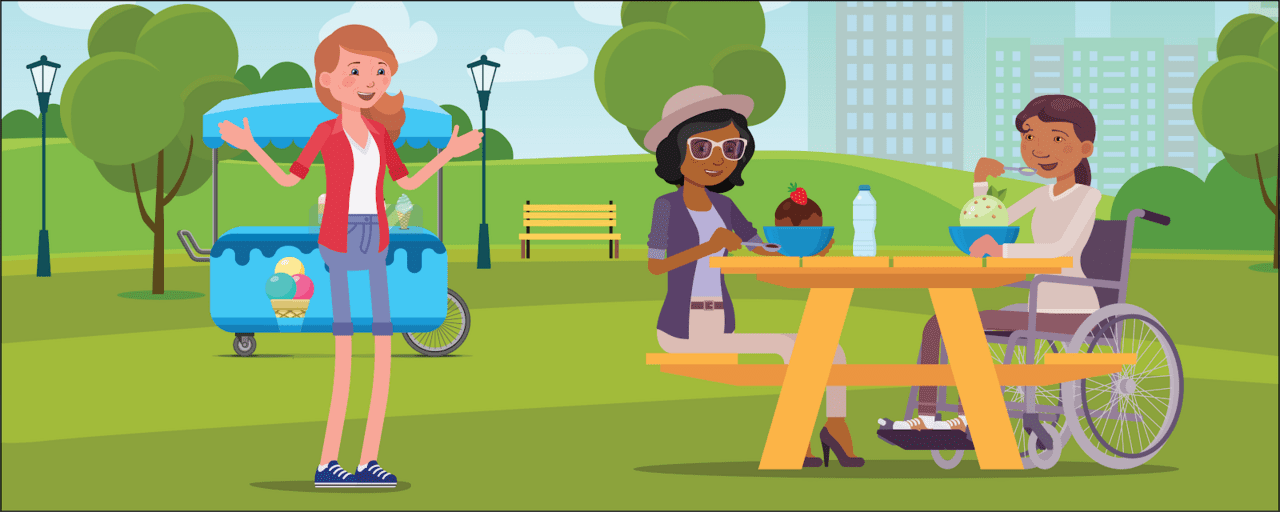 At the park use sundae model to build food bank app clipart photo