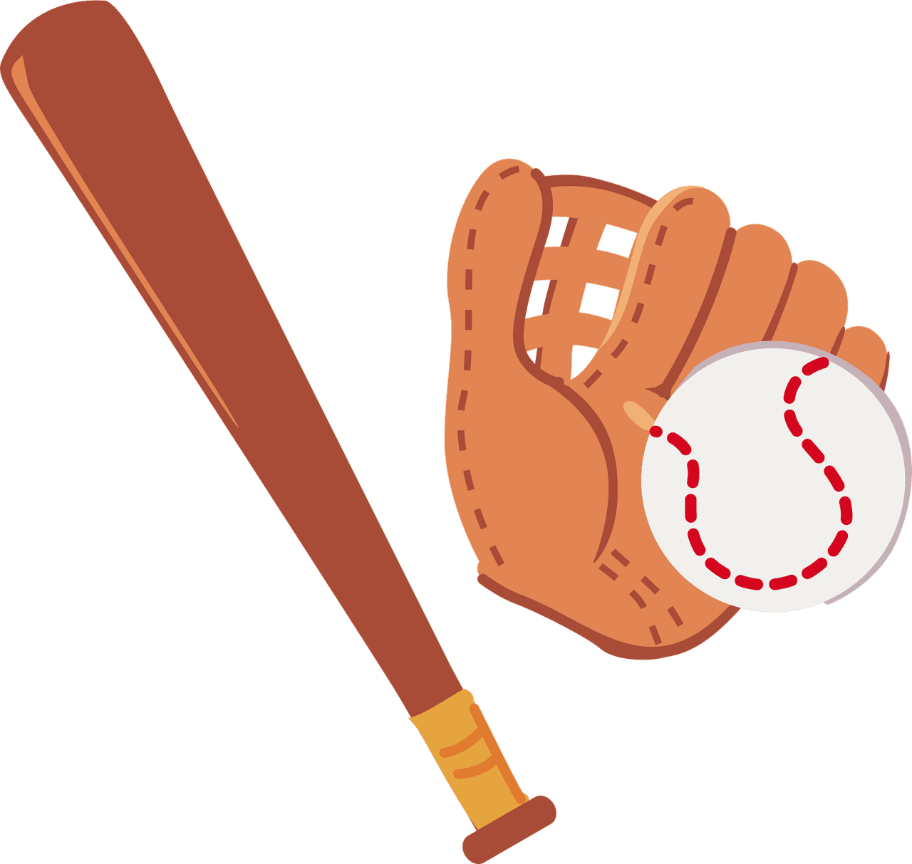 Baseball and bat glove vector clipart images