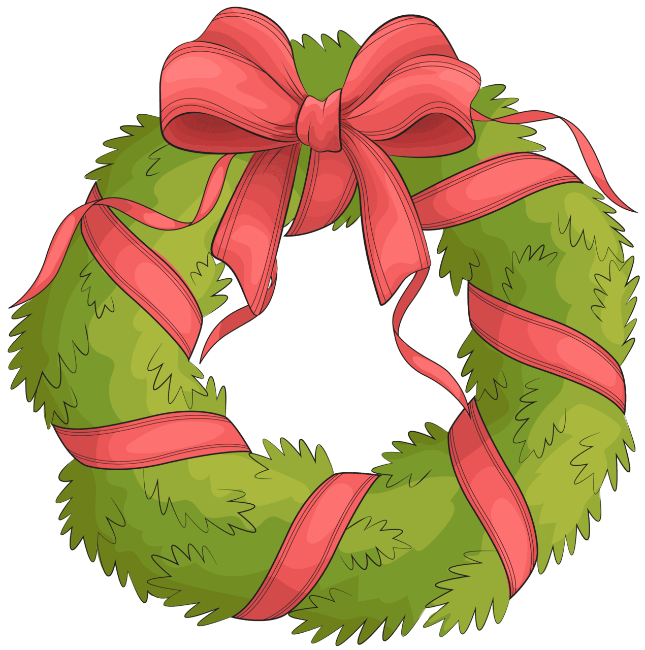 Christmas reef wreath with red bow vector clipart images