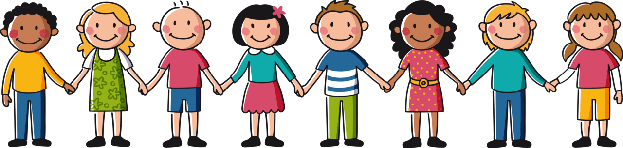 Banner use friends holding hands clipart kids image with no background