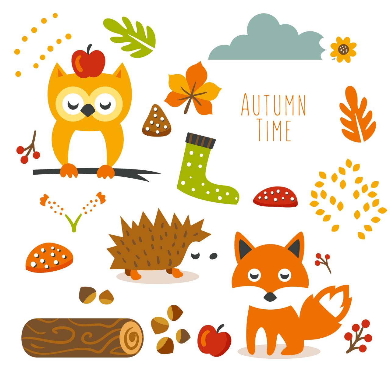 Cute fall autumn animal clipart and planner stickers pretty things for you photo