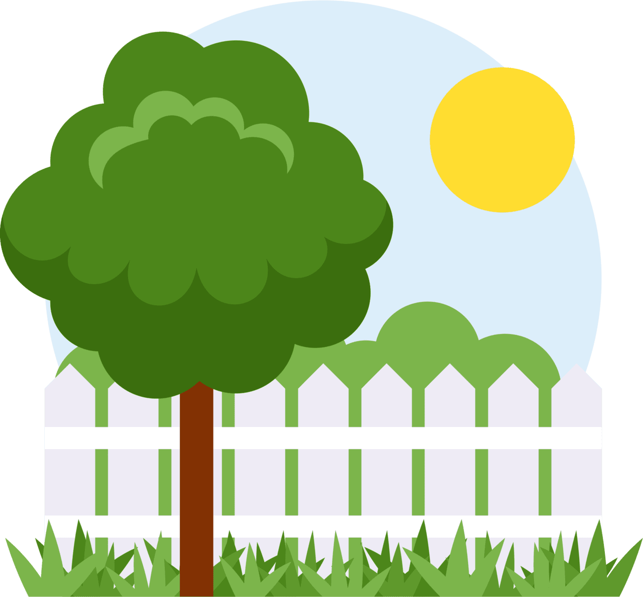 Green tree and fence vector clipart images