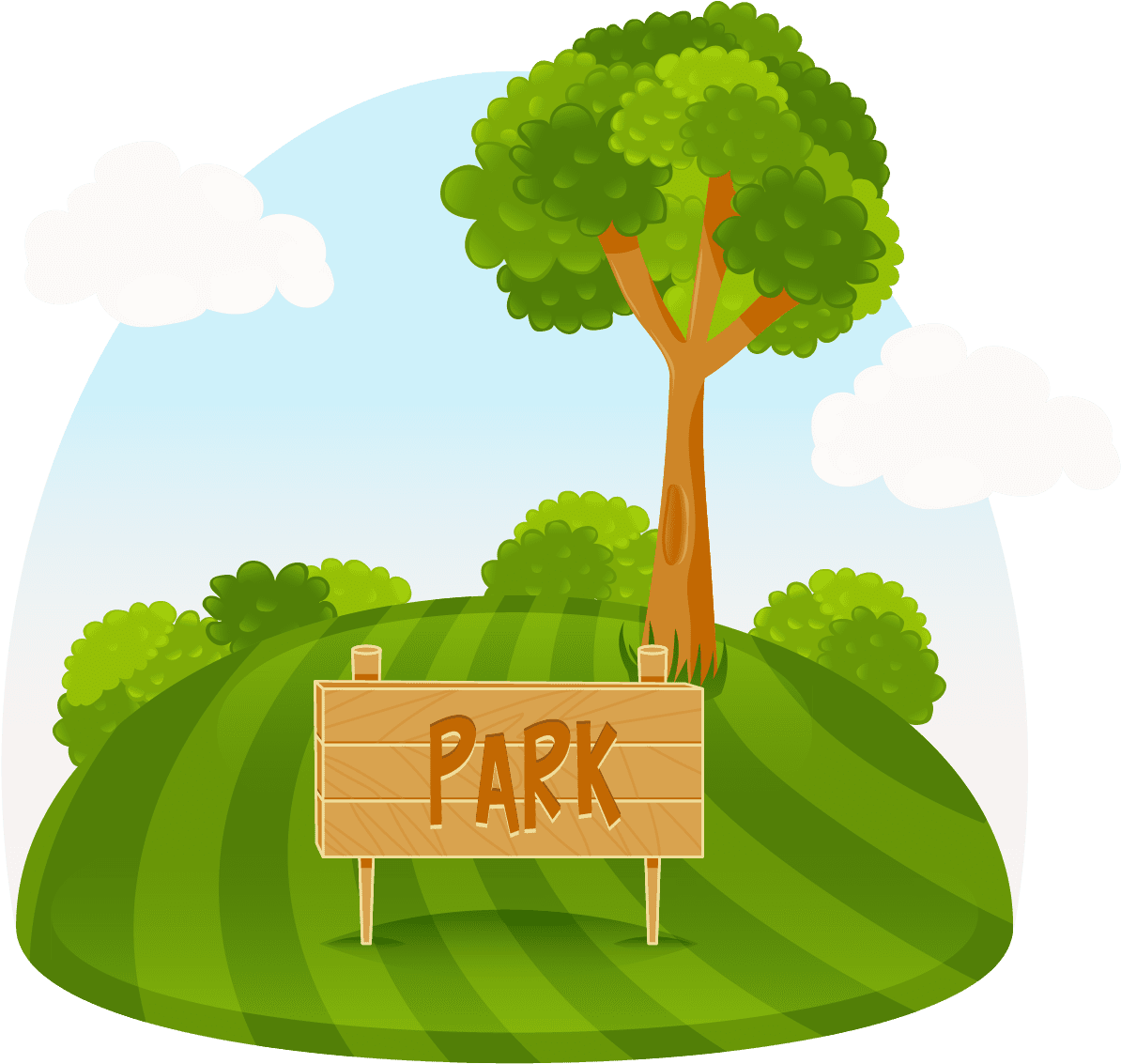 At the park amusement tree trees cartoon clipart photo