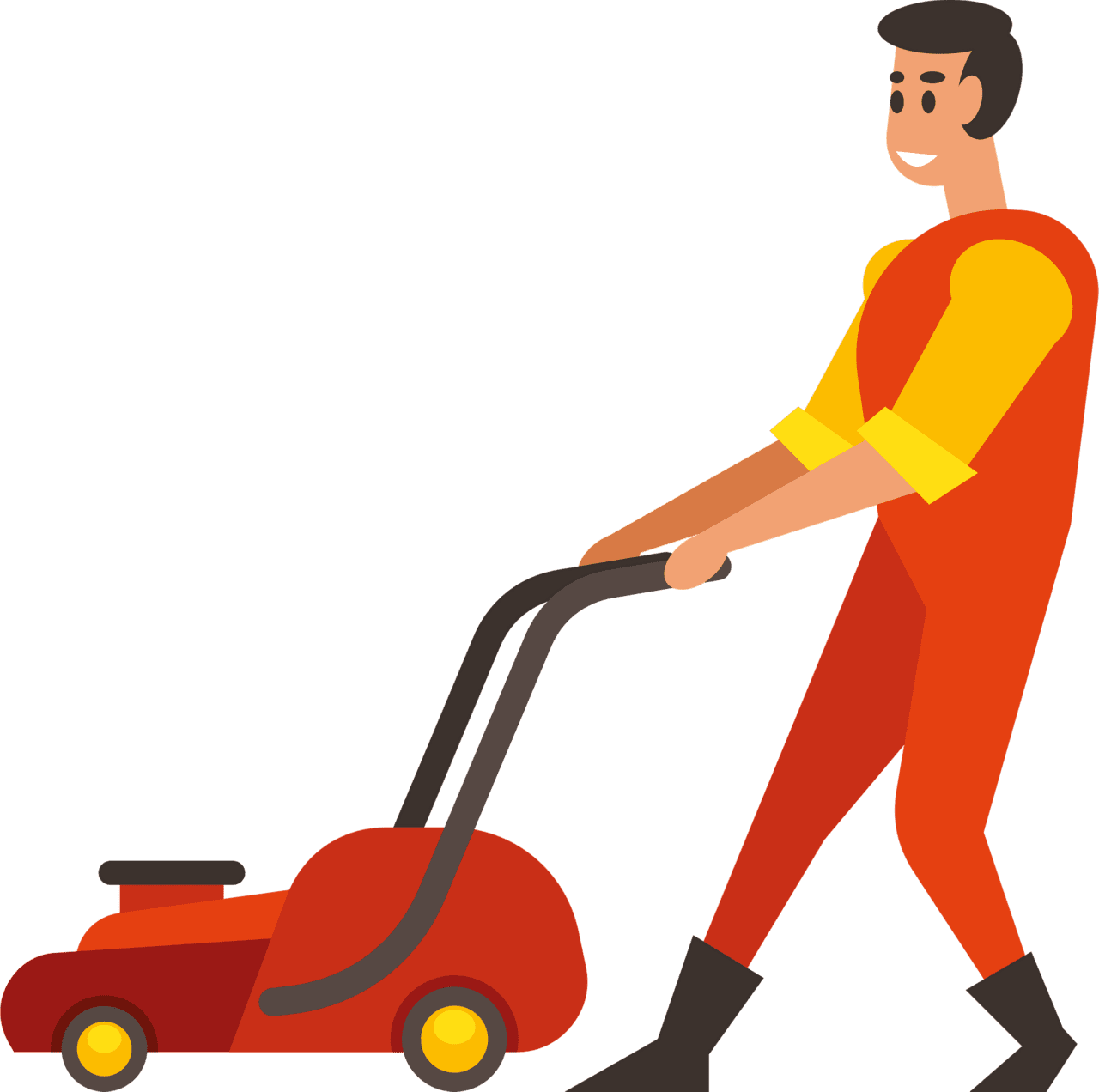 Mowing grass gardener trimmer vector clipart images