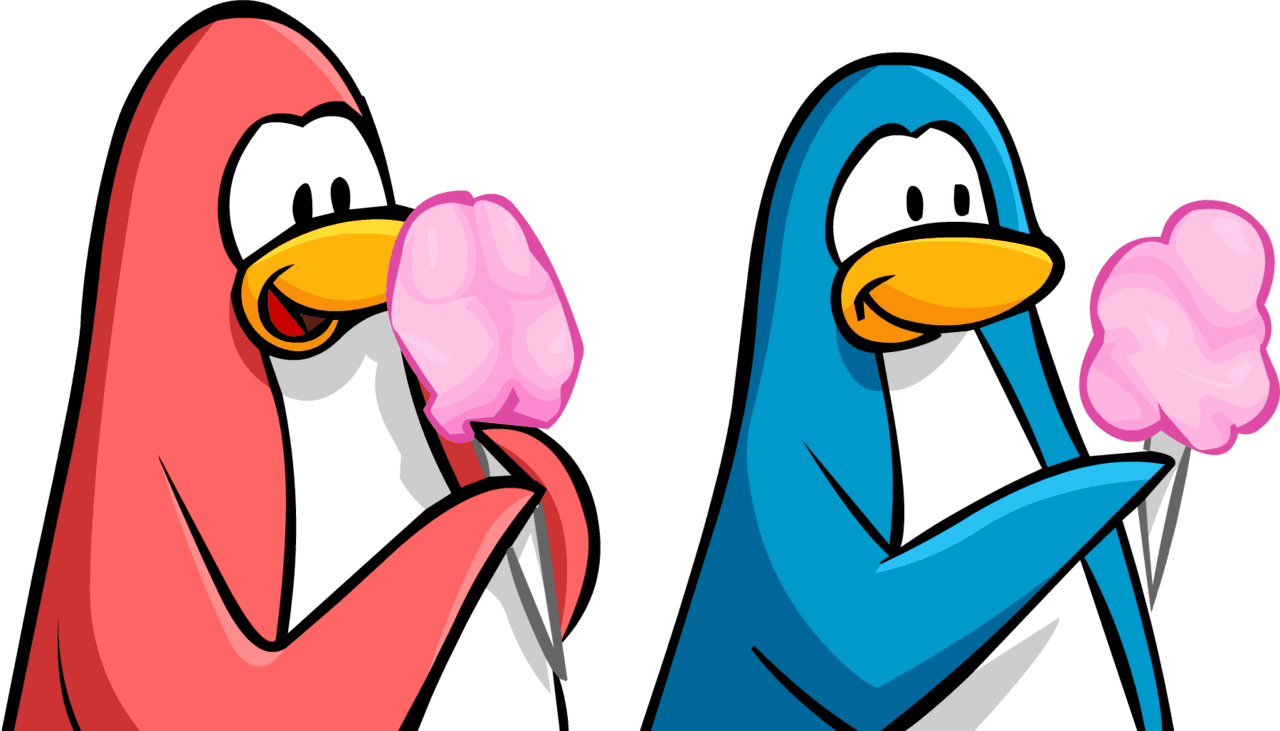 Cotton candy clipart club penguin eating large size image