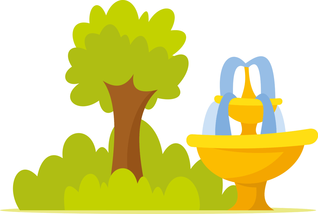 At the park fountain in vector clipart images