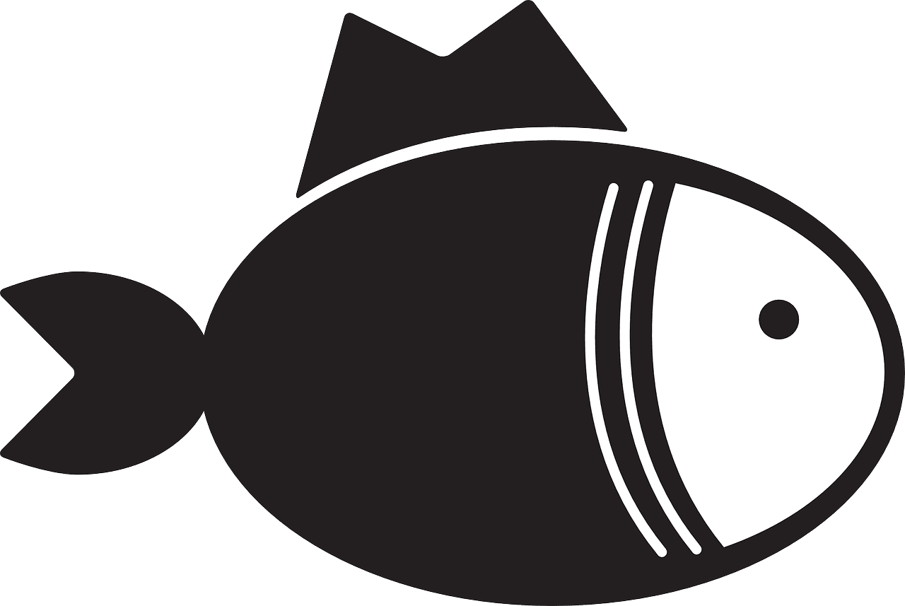 Black white fish nature food vector graphic clipart